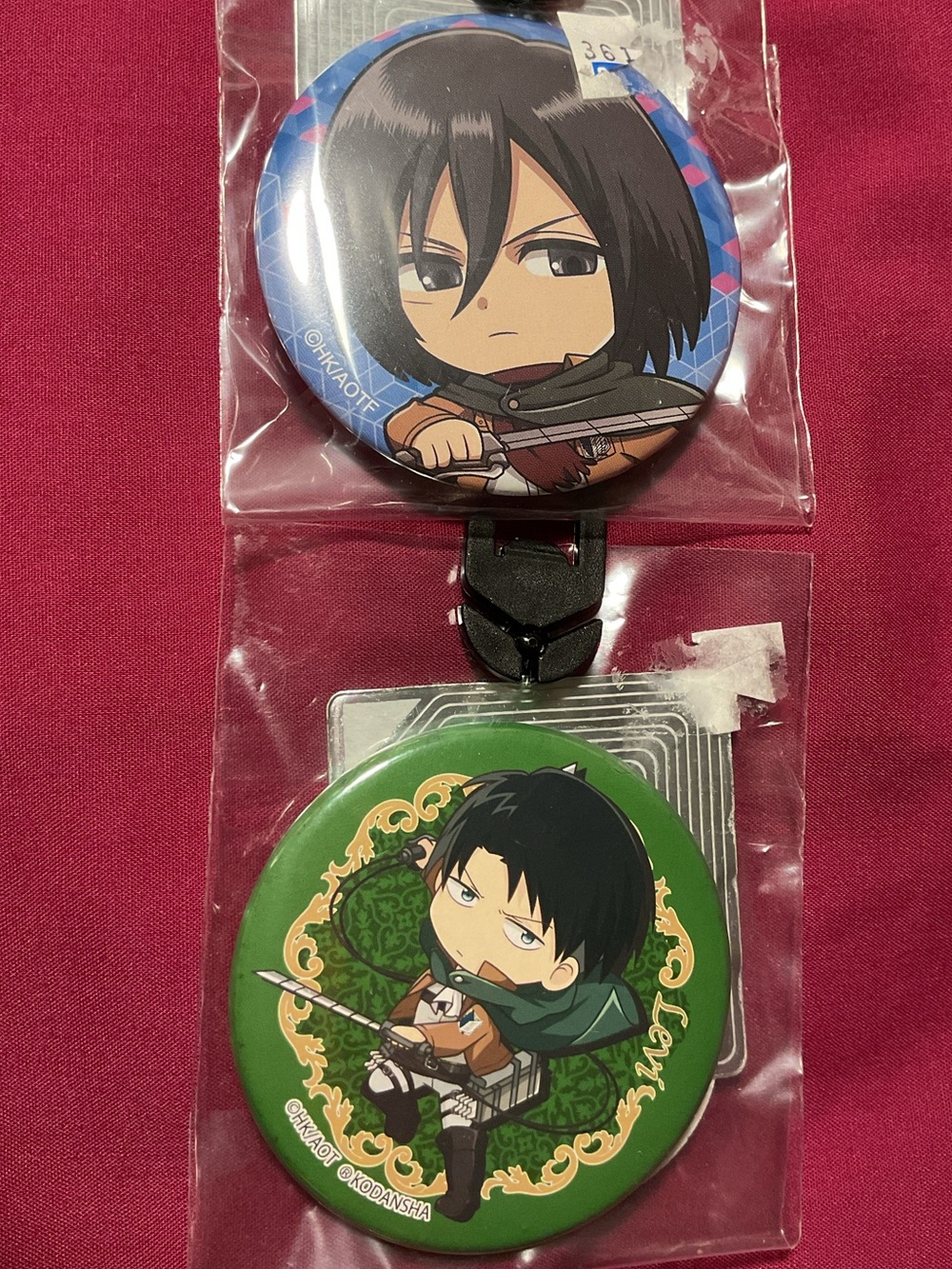 Attack on Titan Mikasa Ackerman and Levi Badge Pin